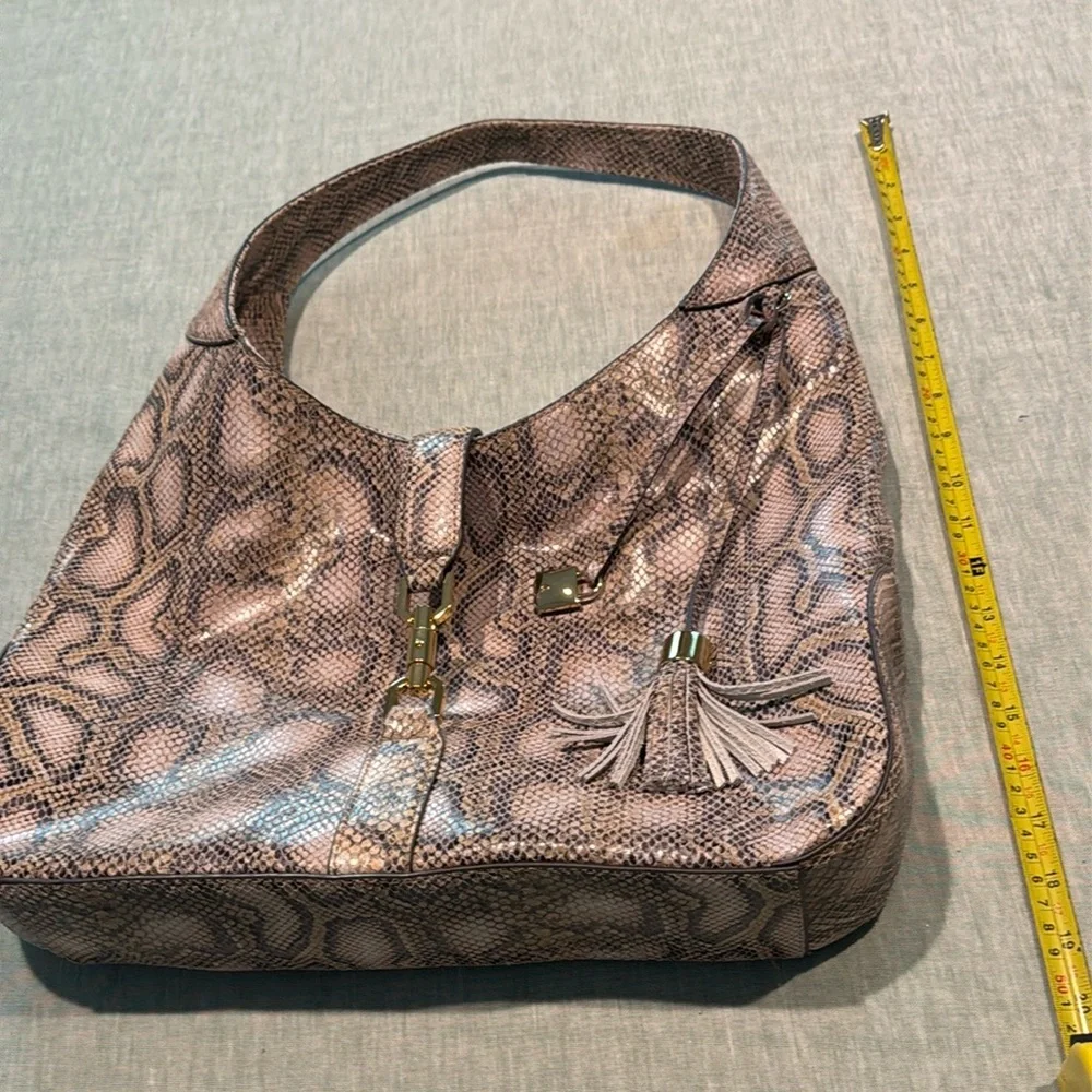 G.I.L.I. Beige Snakeskin Hobo Bag